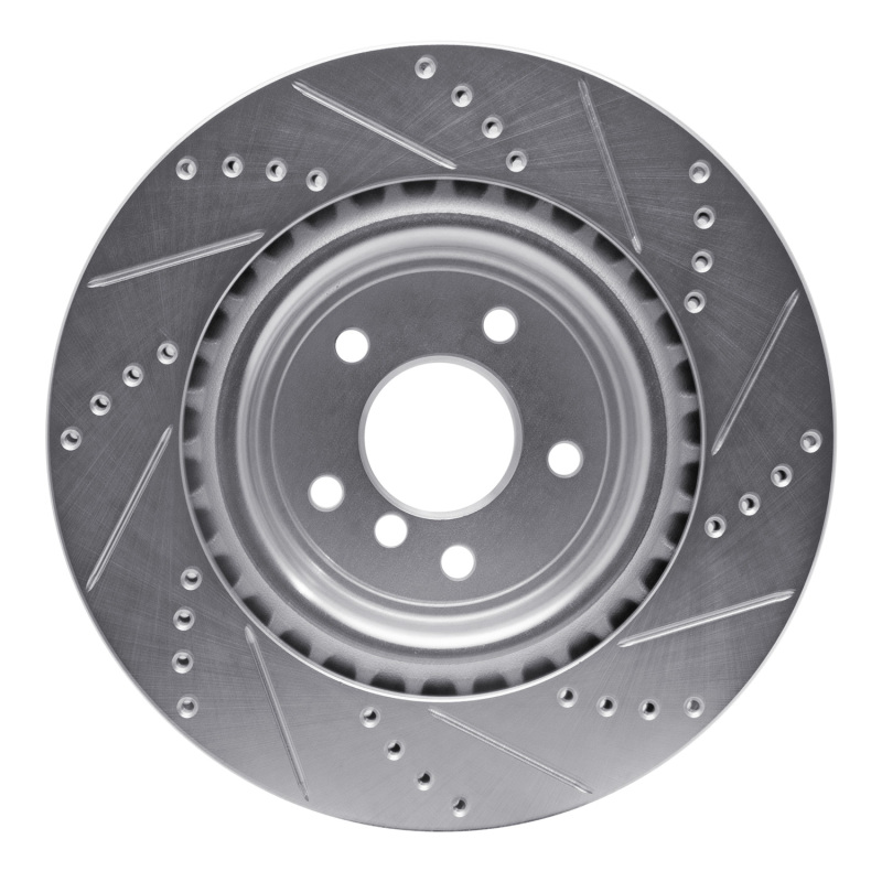 Jaguar XF Brake Rotor (1) - Rear Left - R1 Concepts - Drilled & Slotted - Silver - `16-`24